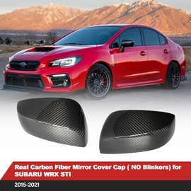 GOGOCARBON Mirror Cover Dry Real Dry Carbon Fiber (NO Blinkers Signal Indicator Light) for SUBARU WRX STI/WRX 2015-2021 Lightweight with UV-Resistant Clear Coating(2PCS/PAIR)