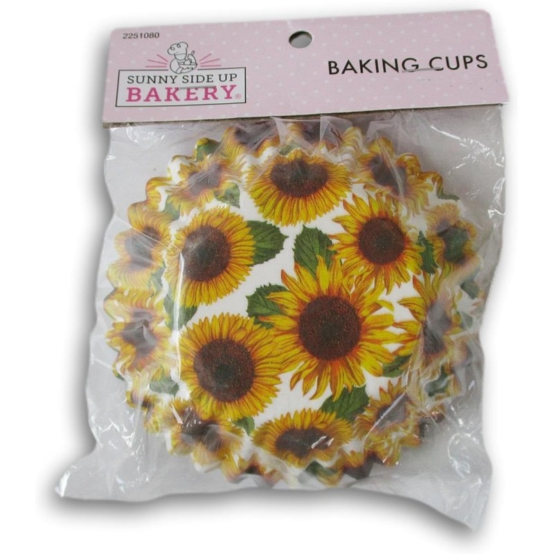 Autumn Sunflowers Decorative Baking Cups - Patterned Paper Liners for