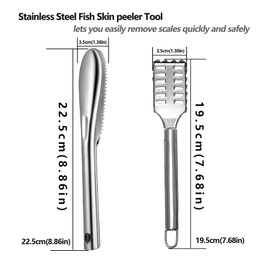 Fish Skin Cleaning Brush, Fish Scale Remover, Fish Descaler Tool, Stainless Steel Fish Skin Peeler Tool, Pack of 2 (Silver)