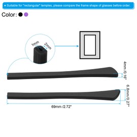 PATIKIL Glasses End Tips, 5 Pairs Eyeglass Anti Slip Ear Sock Pieces Tube Sleeve Silicone for Rectangle Thin Metal Eyeglass Temple Style 2, Black Purple