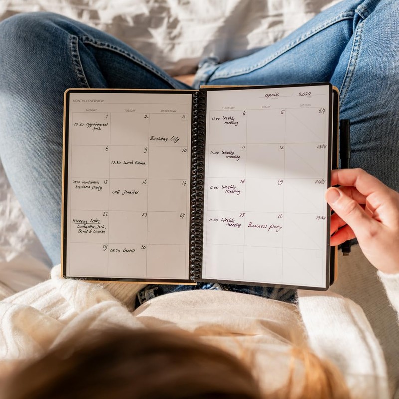 BAMBOOK Do-Book Bamboo Wood Hardcover A5 To-Do List with Monthly,