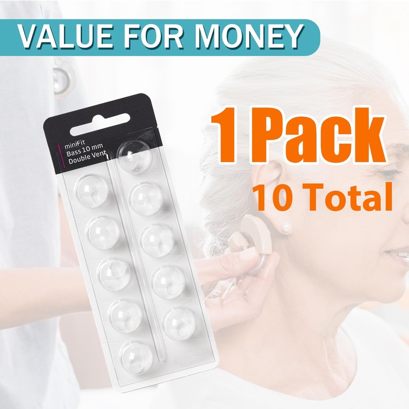 (Double Vent 10mm) Hearing Aid Domes for Oticon Minifit, Oticon