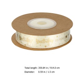 Milisten 10 Yards Happy Birthday Satin Ribbon Polyester Ribbon Decorative Ribbon Gift Ribbon for Party Festival Arts Crafts 1.5cm Beige