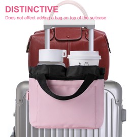 WIROTA Luggage Cup Holder - Multifunctional Travel Caddy - Fits Suitcase Handles, Also, as a Stroller & Automotive Cup Holder - Pink