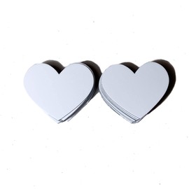 Spieltz Blank Memo Cards Heart - Blank DIY Memo Playing Cards Made of Extra Strong Cardboard, Heart-Shaped, White, for Designing (Large (7.8 x 6.4 cm), Pack of 48