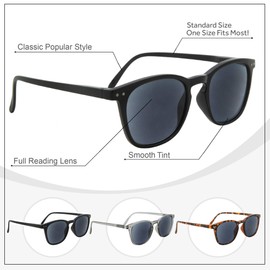 3 Pack Unisex Classic Sunglasses Readers | Reading Glasses | Comfortable Stylish (3 Pack - Black, Gray, Tortoise, 3.00)