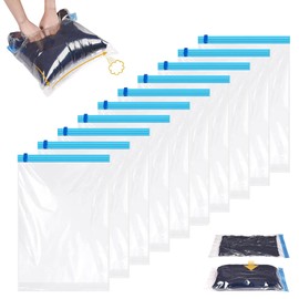 Vacuum Bags for Travel – 10PCS Hand-Roll Compression Storage Bags, 40x60cm, Durable and Reusable, Space-Saving, No Pump Required, Ideal for Clothes, Blankets, and Travel Storage