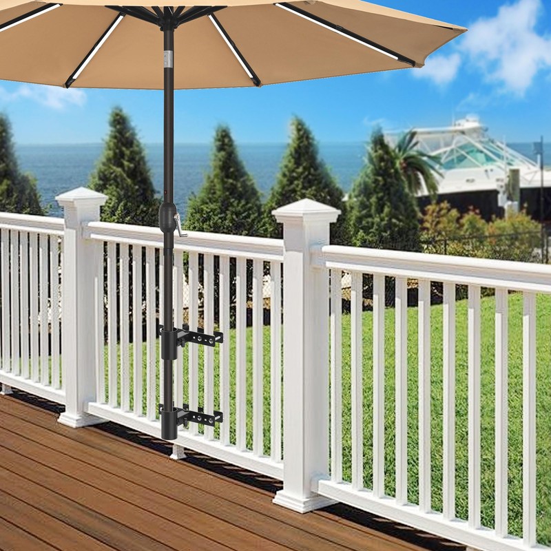 Balcony Umbrella Stand Outdoor Base,Heavy Duty Adjustable Metal Deck Patio