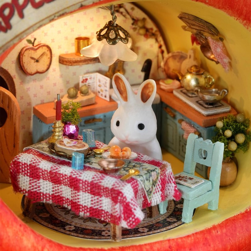 CUTEROOM Dollhouse Kit, DIY Miniature House Kit-Apple House