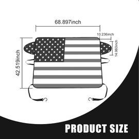 GKmow 1 PC American Flag Car Windshield Snow Cover, 66.9In x 47.2In Durable Oxford Vehicle Front Window Winter Protection, Universal Foldable Waterproof Accessories for SUVs Trucks Cars (Black)