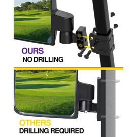 HOWBOW Golf Cart Mirrors Kit, Adjustable 180 Degree Rotation and Foldable-HD Shatterproof Glass Mirrors for EZGO Club Car Yamaha, No-Drilling Golf Cart Side Mirror and Rear View Mirror Kit