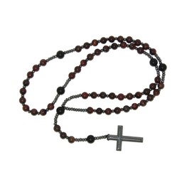 Jeannieparnell N325 - Black Agate and Jasper 5 Decade Catholic Rosary for Men and Women Handmade