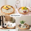 Tynulox Round Rattan Tray with Mother of Pearl Inlay, Rattan