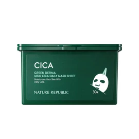 Nature Republic Green Derma CICA Daily Sheet Mask, 30 Sheets (11.8 fl oz (350 ml) x 1, Large Capacity (Cica/Ceramide)