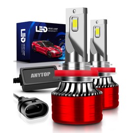 ANYTOP H11 H8 H9 Led Bombillas para Delanteros Faros,180W 26000LM 6000K 600% Brillo Kid de Conversión,Luz Alta Y Baja,Luces Antiniebla 2 Unidades