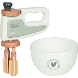 goki 51502 - Hand Mixer with Mixing Bowl - Accessories for Children's Kitchen and Shop Made of Wood