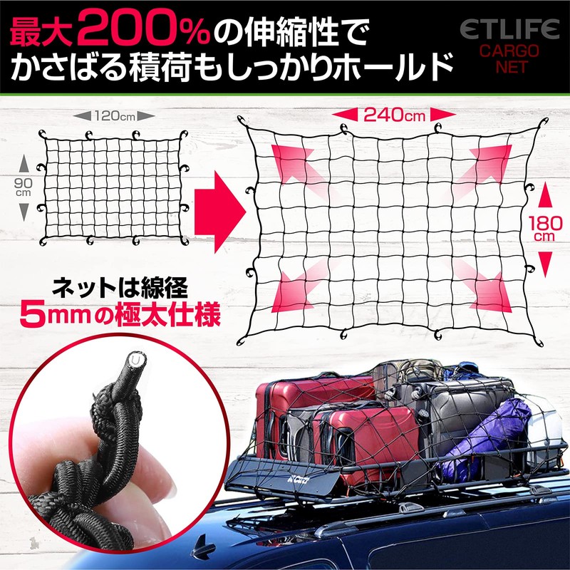 ETLIFE Cargo Net, Car Load Tightening Belt (6.5 ft (2.5