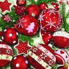 Unbekannt Servietten 20 St. 33x33cm. Weihnacht, Christbaumkugeln rot weiß/Snow White