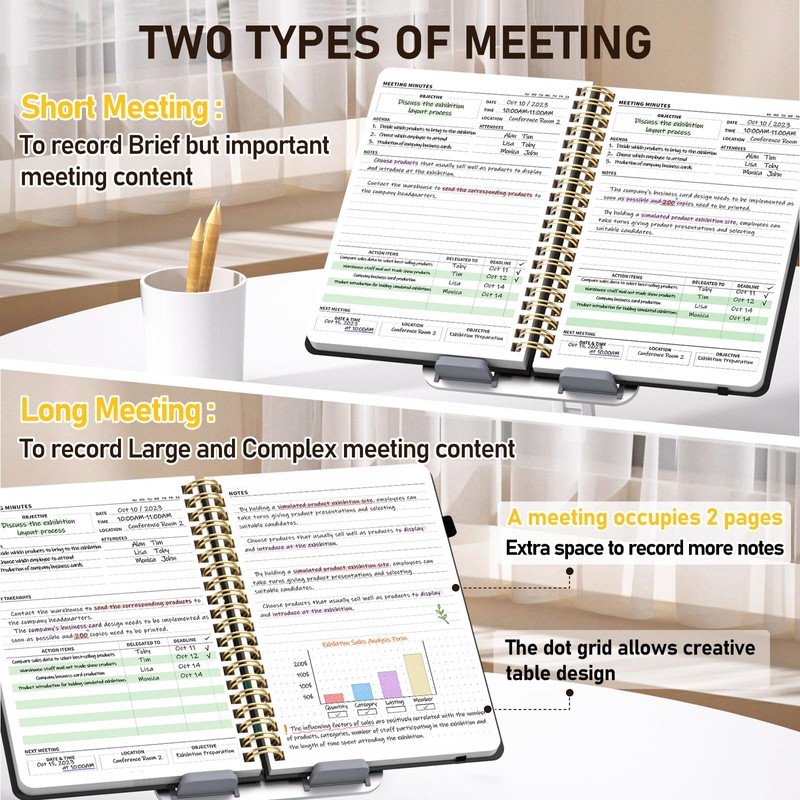 WEMATE Meeting Notebook for Work B5 (7"x10") - PU Leather