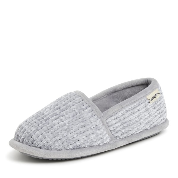 Dearfoams Women's Chenille A-Line Slipper, Sleet, Medium