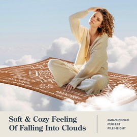 Lahome Lahome 5x7 Western Burnt Orange Rugs for Living Room, Soft Boho Washable Bedroom Area Rug, Low Pile Stain Resistant Distressed Aztec Carpet for Dining Room Office Home Decor