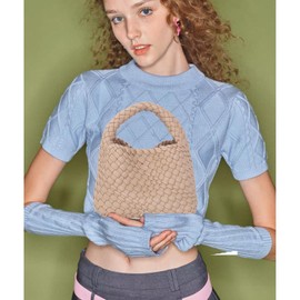 JINMANXUE Fashion Handbag For Women, Woven Tote Bag Bucket Composite Bag Knitting Chain Bag, Crossbody Shoulder Bag Purses, khaki