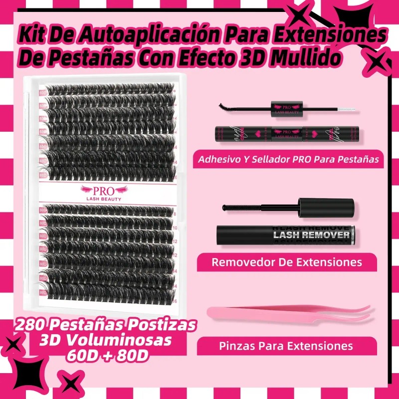 Kit De Extensiones De Pestañas Efecto 3d 40d+60d+80d Mixtas