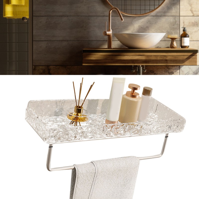 Bathroom Shelves Acrylic Space Saving Hole Free Floating Wall Mounted