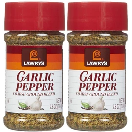Lawry's Garlic Pepper Coarse Ground Blend, 2.6 oz Shakers, 2 pk