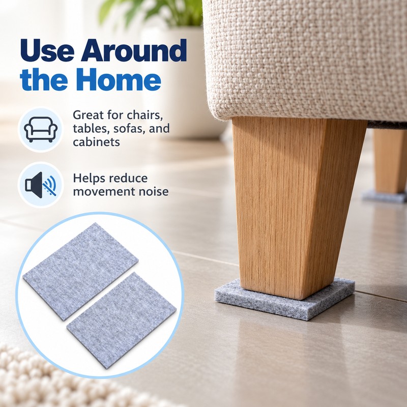 2-Pack Self-Adhesive Felt Furniture Pads - Cut-to-Fit Floor Protectors for