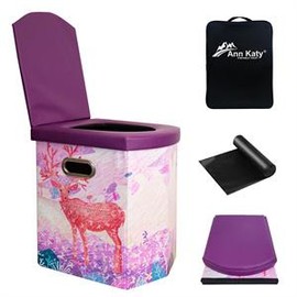 Ann Katy Upgrade XL Portable Toilet for Adults, Extra Large Portable Travel Floding Toilet, Camping Tall Toilets with Lid for Adults and Kids Compact Potty for Car,Hiking,Beach - Color: Purple