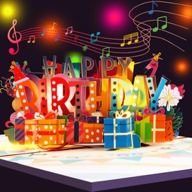 Magic Ants Musical Birthday Pop-Up Card with Lights – Flamingo Birthday Card- 3D Happy Birthday Card with Pure Melody "Happy Birthday to You" Song“ for Men, Women, Kids, Family, and Friends