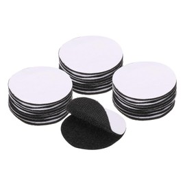 HARFINGTON 24set Hook and Loop Strips with Adhesive 2.4" Round Double Sided Hook and Loop Tape Nylon Self Sticky Fastener for Home Office Car, Black