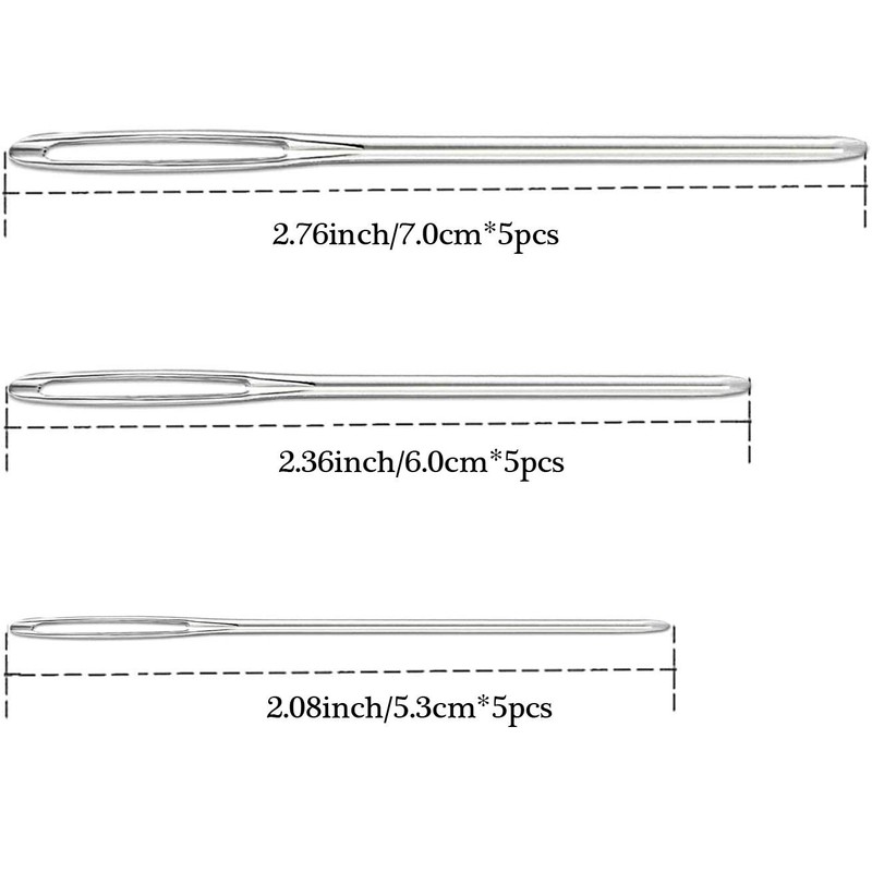 YKLbpd Large Eye Blunt Needles,15 Pieces Stainless Steel darning Needles