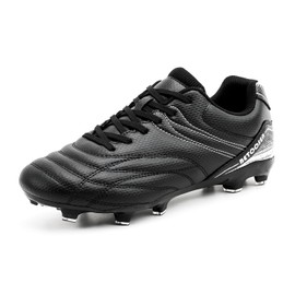 BETOOSEN Men's Firm Ground Soccer Cleats Shoes Professional Breathable Outdoor Training Football Shoes (14, Black)