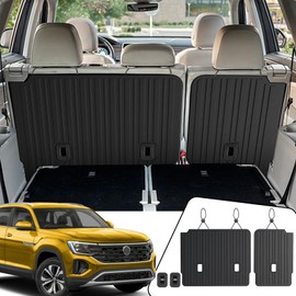 JOULARISE Kick Mats Backrest Mats for 2018-2025 2026 Volkswagen VW Atlas Bench Seat Car Mat Accessories(Not Fit Cross Sport), All Weather TPE Protector SEL SE Peak Edition(2nd Row Kick Mats 7 Seats)