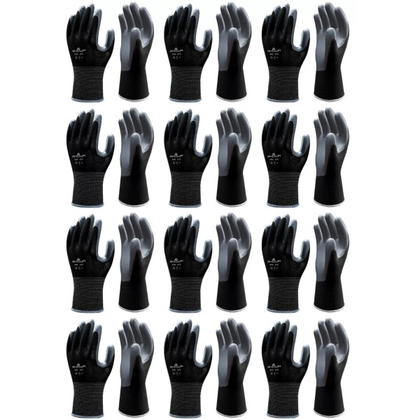 Showa Atlas 370B BLACK Nitrile Palm Coated GARDENING WORK GLOVES