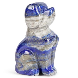 Artistone 2" Lapis Lazuli Dog Crystal Animals Figurine Carved Gemstone Puppy Dog Statue Sculpture Craft Home Decorations