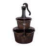 Alpine Corporation TIZ194BZ | Rustic Outdoor 2-Tier Barrel Pump Water