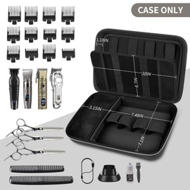 Boobowl Hard Travel Case for Hair Clippers, Hair Cutting Barber Supplies Organizer Bag, Trimmer Storage Holder for Ufree/for Wahl Men Razor Guard Grooming Kits -Box Only (Black+Silver Zipper)