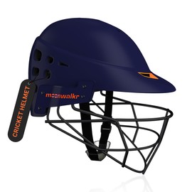 moonwalkr Cricket Helmet Mind 2.0 Cricket Guard for Unisex Head Size (62-65) CM Cricket Gear for Batting Helmet with 30 air Vents & Endure Impacts up to 100 mph for Cricket Safety (Blue, X-Large)