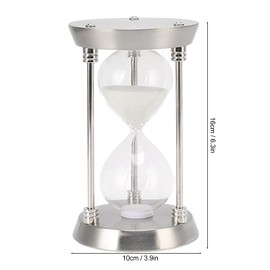 TOPINCN Sand Timer Metal and Glass Vintage Metal Hourglass Sand Timer High Glossy Sand Replaceable Sandglass Clock Home Decorative (Silver)