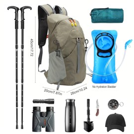 UTIAMIAOGONGO 25L Lightweight Hiking Backpack， Waterproof Foldable Hiking Daypack Small Cycling Hydration Backpack Travel Camping Back Pack for Men Women，Khaki