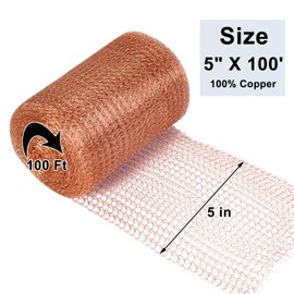 Copper Mesh Roll for Mice Rat, Sturdy 5’’ * 100Ft Copper Wool Mouse Trap Hole Filler for Bat Snail Bird Control with Packing Tool