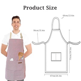 Shunshi 2 Pack Adjustable Apron, Unisex Apron with 2 Pockets, Cotton Linen Cooking Kitchen Accessories Chef Bib Aprons for Women Men Home Baking Gardening Household Cleaning BBQ Restaurant (Pink)