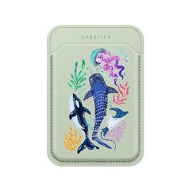 CASETiFY BioVeg Wallet [Compatible with Magsafe] - Colorful Sea by Nawara Studio - Mint/Tan