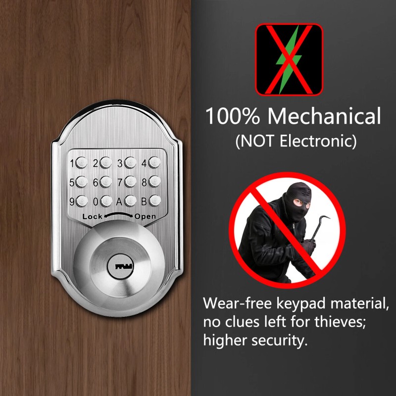 Bravex Keyless Entry Keypad Deadbolt Door Lock 304 Stainless Steel