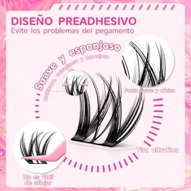 SASHA Pestañas Postizas Autoadhesivas Sin Pegamento, 96 Piezas Pestañas Postizas Natural, Kit Completo de Extensiones de Pestañas, Curvatura D, Longit