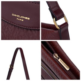 David Jones - Women's multi-pocket shoulder bag - Large shoulder bag with imitation leather - Multiple zip pocket - Messenger bag tote - Elegant classic city, purple, One Size, tote