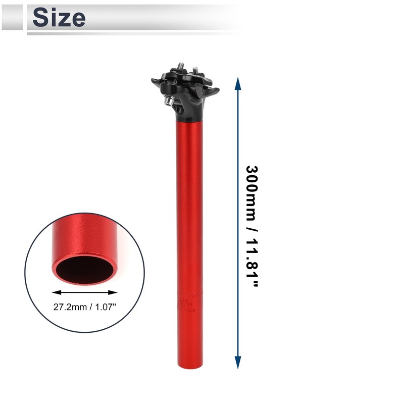 RATCHROLL 1 Pc Universal Bike Seat Posts 27.2x300mm Red Aluminum